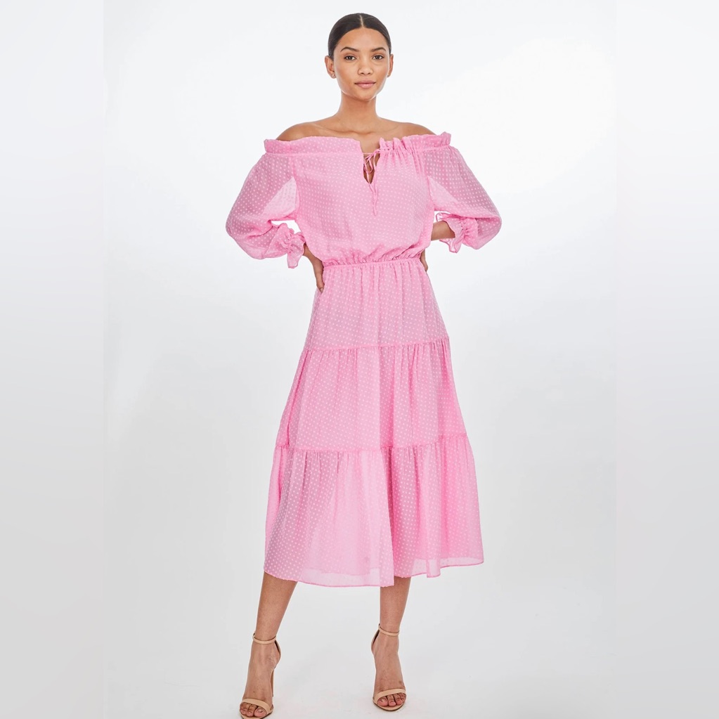Generation Love Leoni Jacquard Pink Maxi Dress